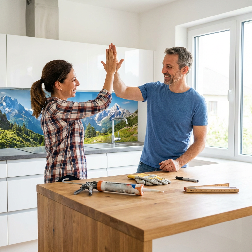 Glasspritzschutz mittels Glaskleber richtig montieren