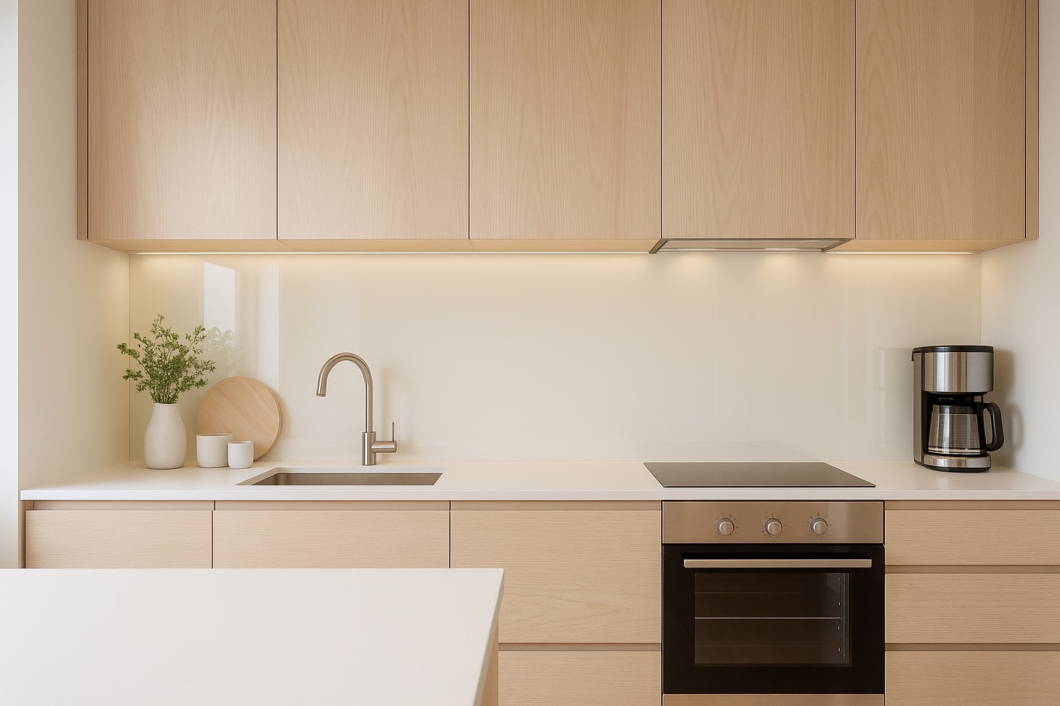 Küchenrückwand RAL 1013 Perlweiß